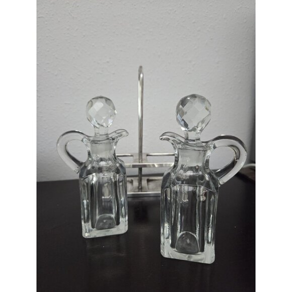 Vintage Benedict Indestructo Silver Soldered Cruet 1286 Oil & Vinegar Set USA - Picture 3 of 12